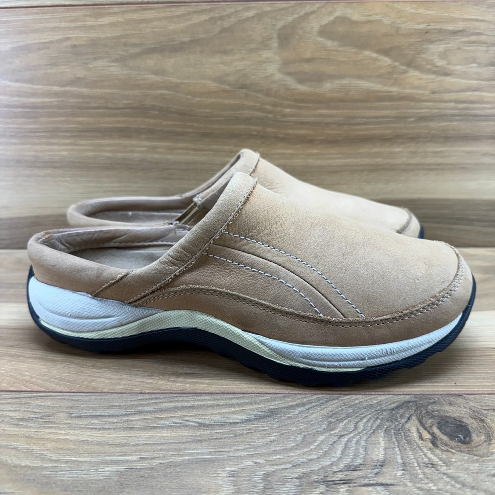 LL BEAN Casual Slip On Mule Womens 8 M Tan Nubuck Leather Comfort Everyday Walk‎